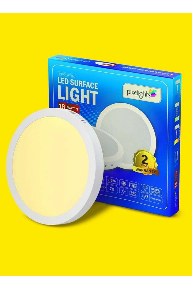Pixelights 18W 3000K White, LED Surface Mounted Ceiling Light, Round (22cm dia.), 220-240V, IP20