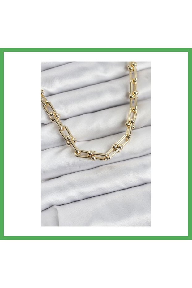 Brass Gold Color Tifani Model Women's Necklace Bezoss