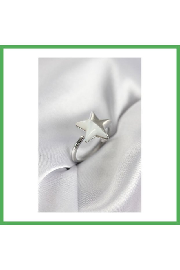 Silver Color Pearlescent Star Model Women's Ring Bezoss