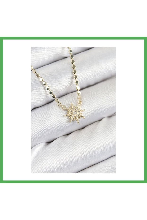 Brass Zircon Stone Pole Star Model Crushed Chain Gold Color Women's Necklace Bezoss