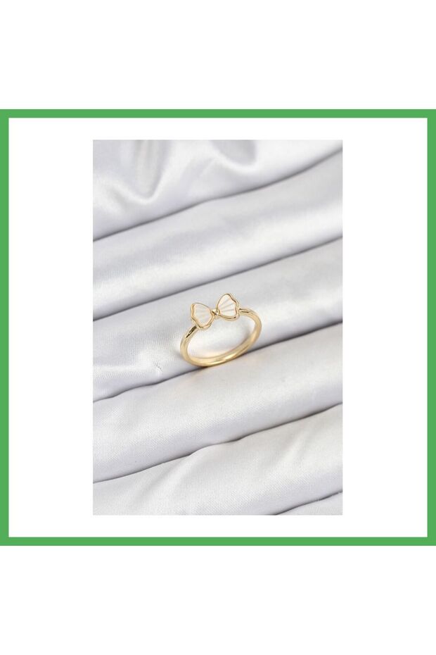 Brass Gold Color Bow Model Women's Ring Bezoss