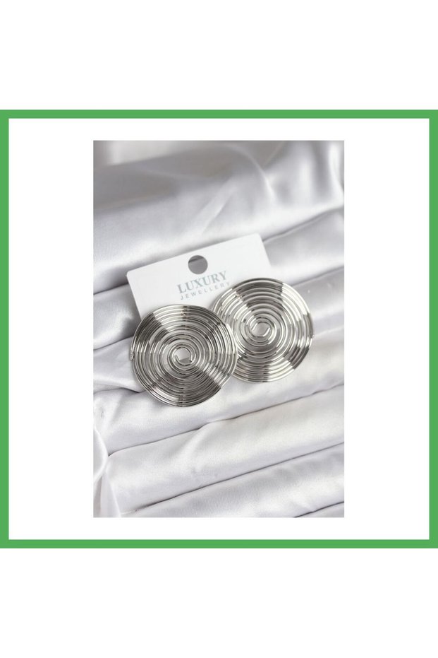 Brass Silver Color Circle Model Women's Earrings Bezoss