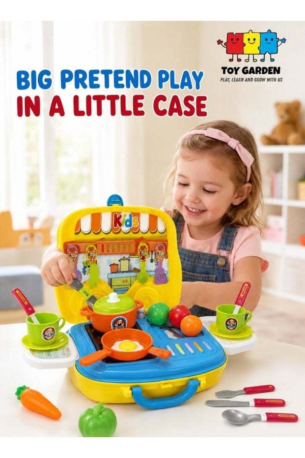 26-Piece Portable Lightweight Kitchen Cook Roll Suitcase Toy Playset For Kids
