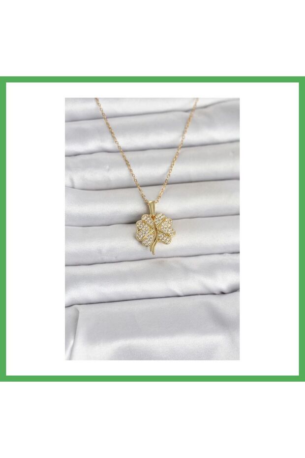 316L Steel Gold Color Openable Clover Model Zircon Stone Women's Necklace Bezoss