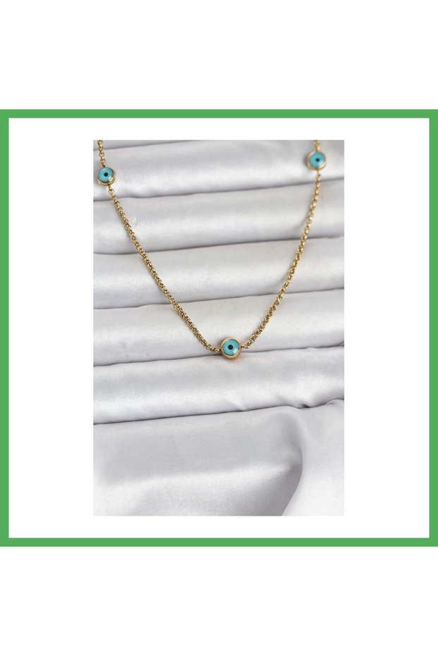 316L Steel Gold Color Evil Eye Model Women's Necklace Bezoss