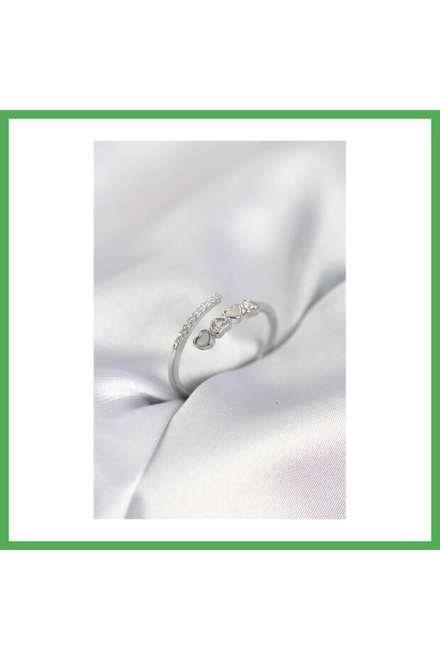 Silver Color Zircon Stone Minimal Model Women's Ring Bezoss