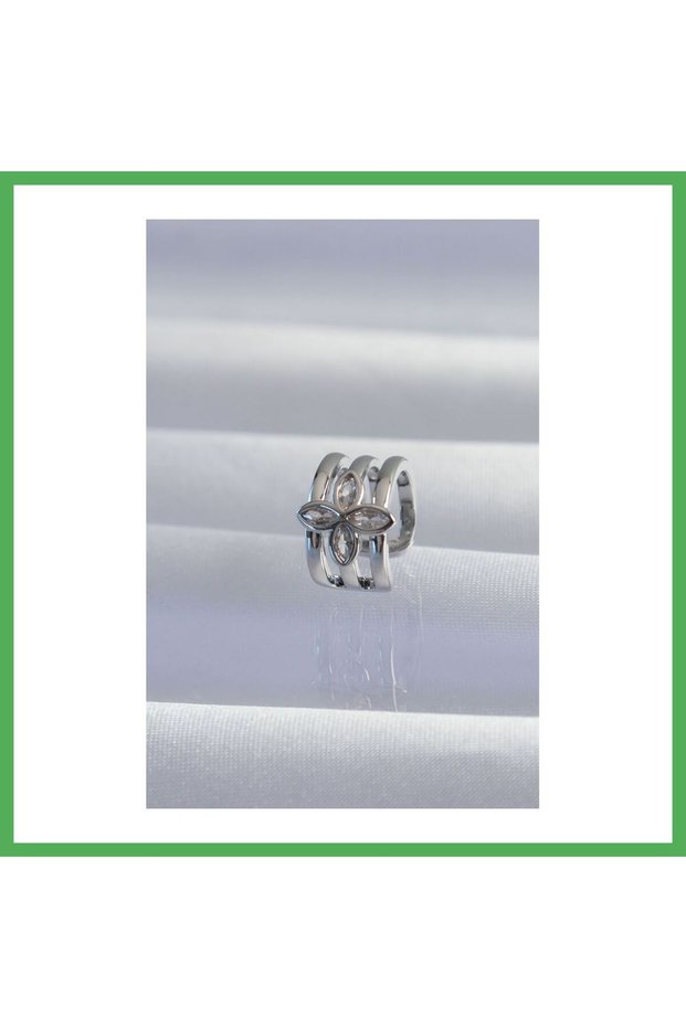 Brass Silver Color Clover Earcuff Earrings Bezoss