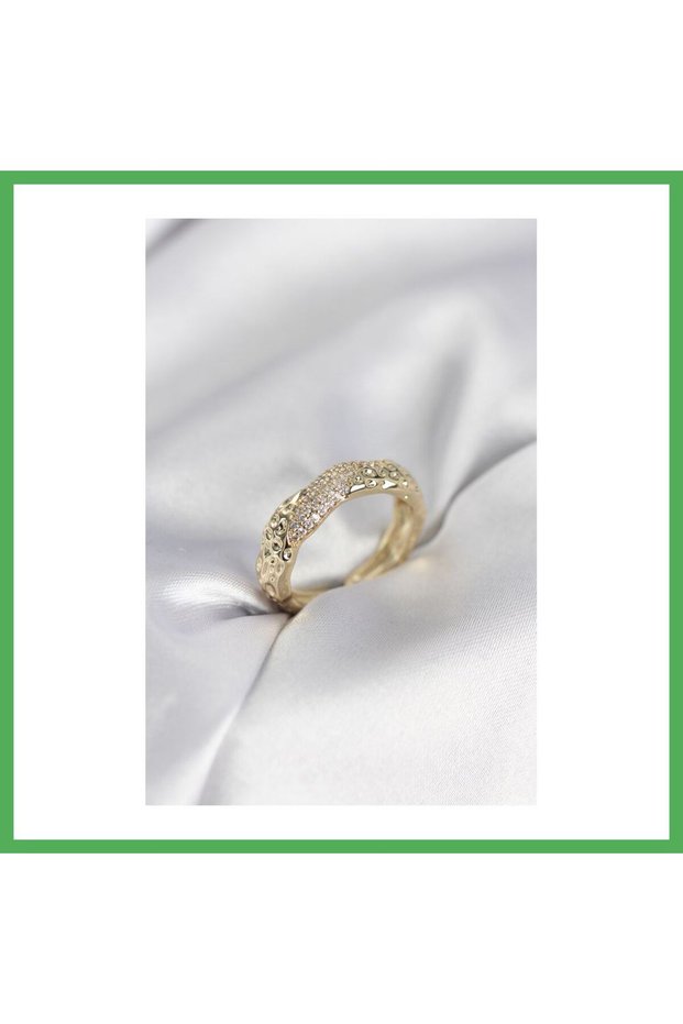 Zircon Stone Puntal Gold Color Women's Ring Bezoss