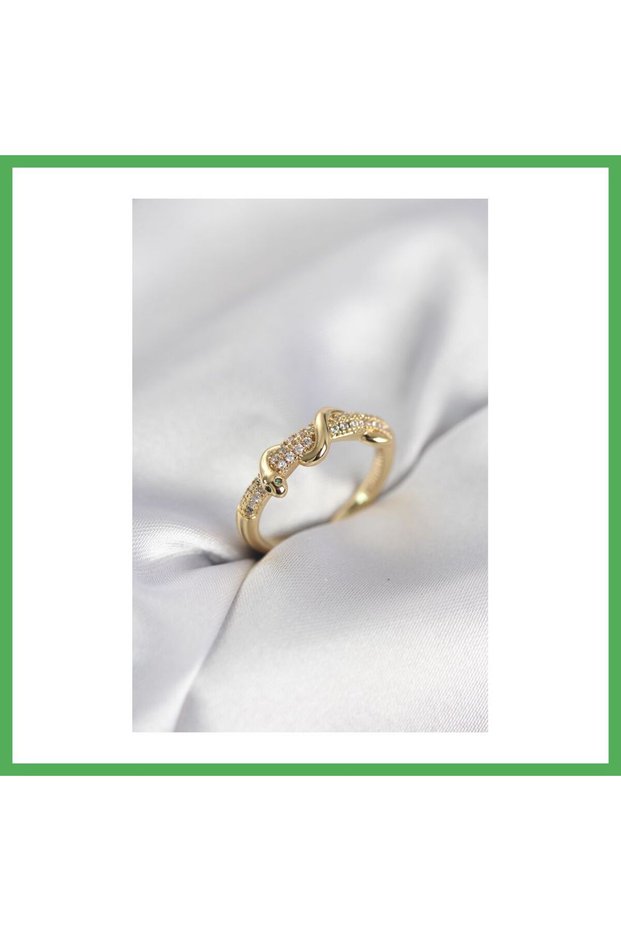 Gold Color Zircon Stone Spiral Snake Model Women's Ring Bezoss