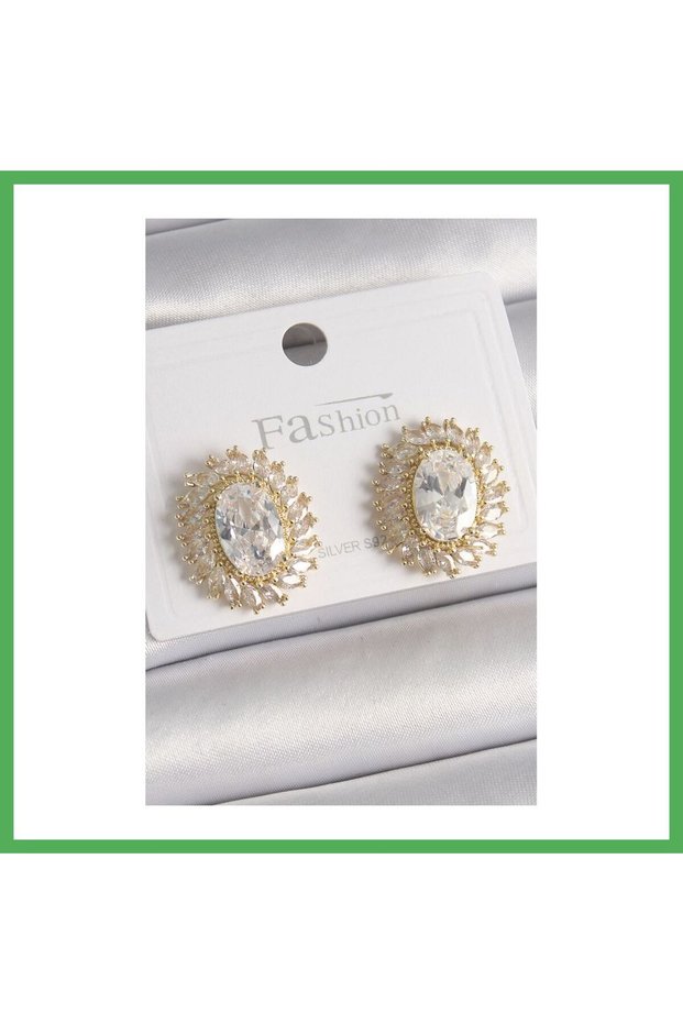 Brass Gold Color Zircon Stone Women's Earrings Bezoss