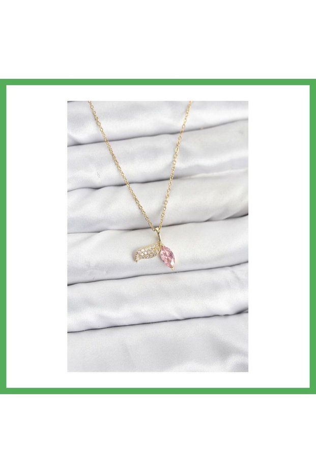 316L Steel Chain Gold Color Fish Tail Model Zircon Stone Women's Necklace Bezoss