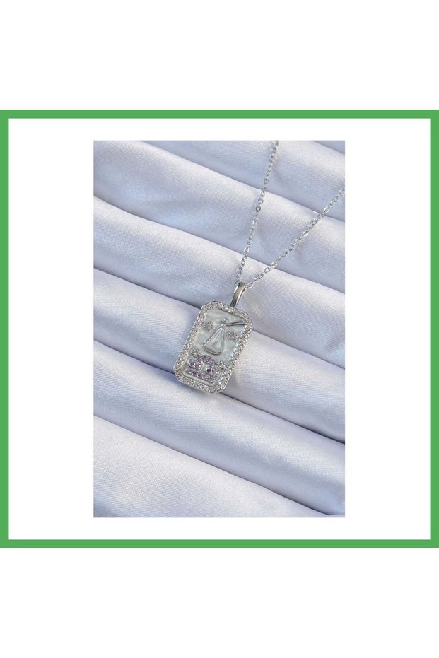 316L Steel Chain Silver Color Lilac Zircon Stone Tarot Necklace Bezoss