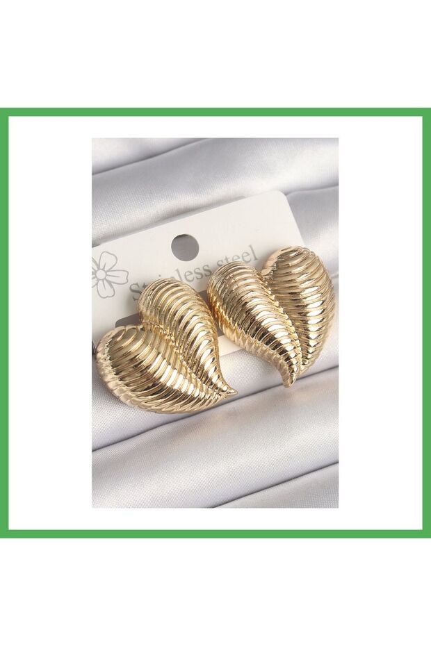 Brass Gold Color Embossed Bomb Model Women's Earrings Bezoss