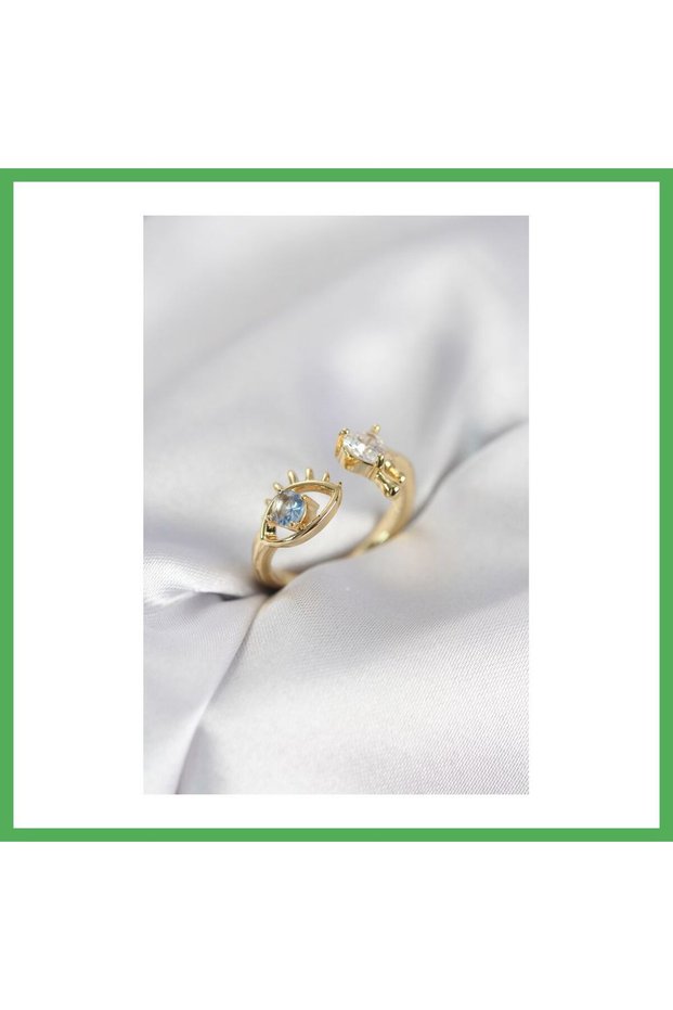 Tear Drop Model Gold Color Zircon Stone Women's Ring Bezoss