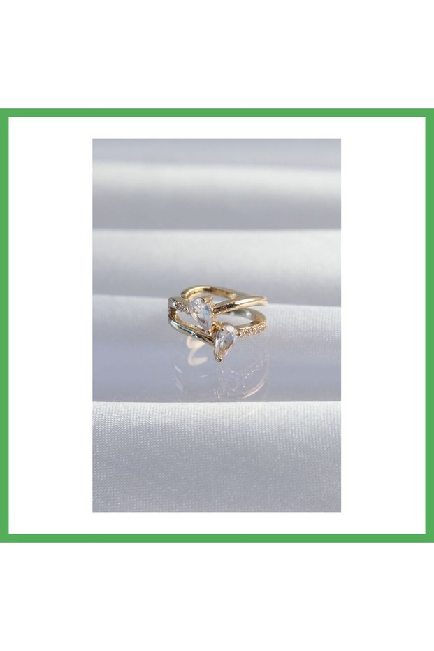 Brass Gold Color Zircon Stone Drop Earcuff Earrings Bezoss