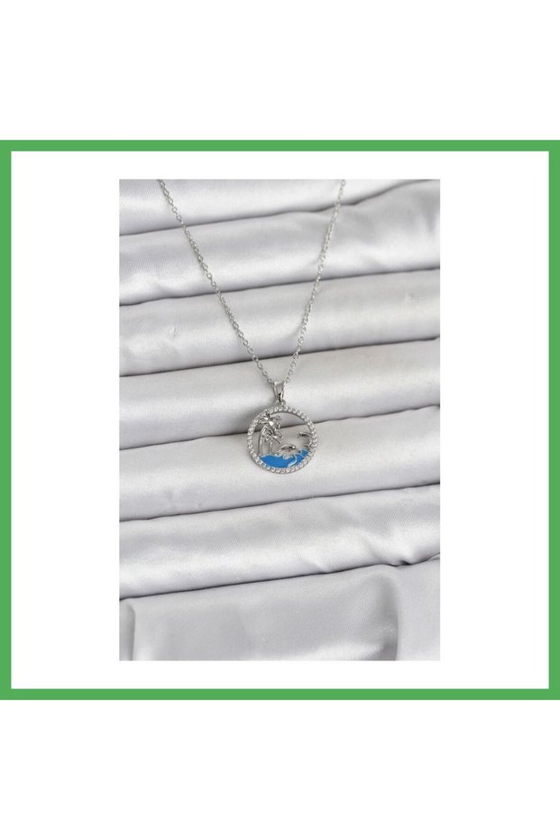 316L Steel Chain Silver Color Zircon Stone Sea Themed Women's Necklace Bezoss