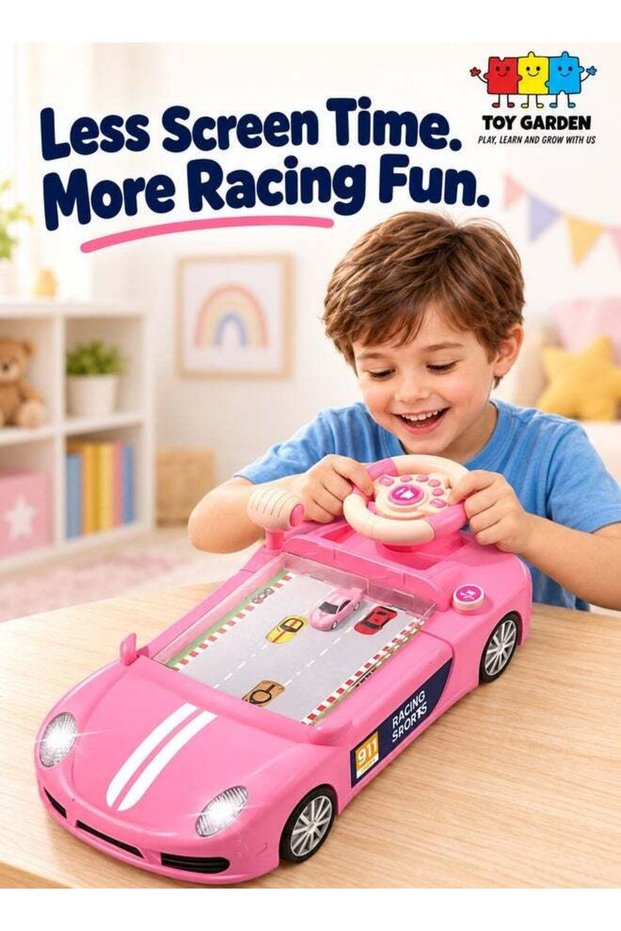 Racing Car Adventure Toy with Steering Wheel – Interactive Driving Simulation Game for
