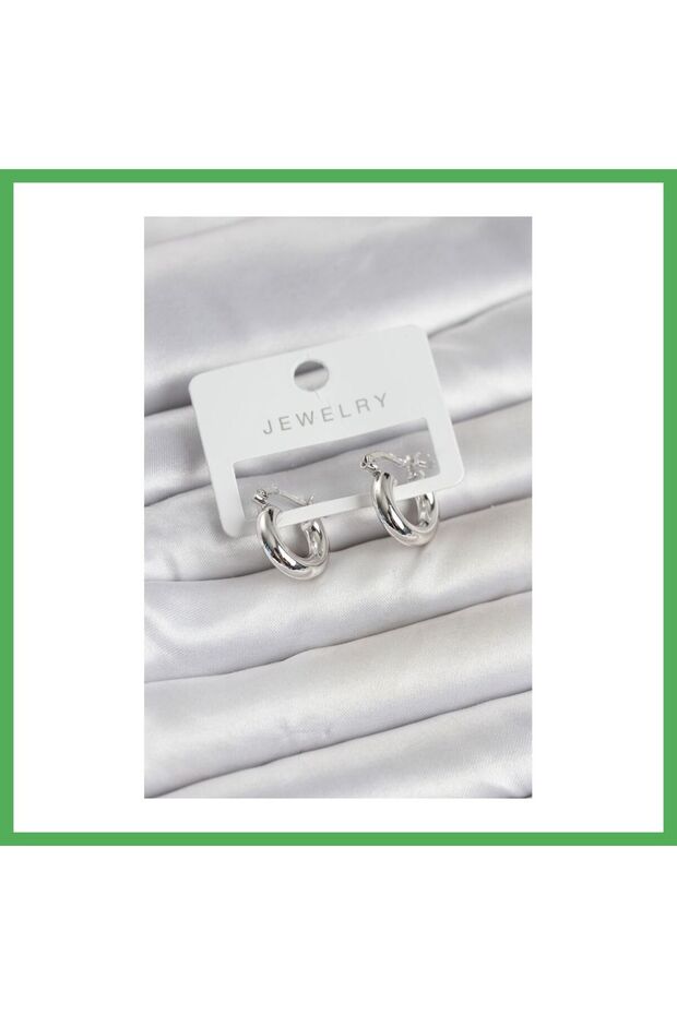 Silver Color Brass Hoop 15 mm Women's Earrings Bezoss