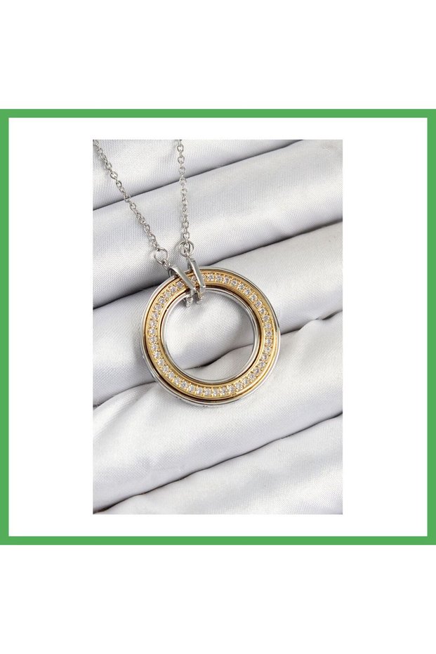 316L Steel Zircon Stone Rotating Circle Model Gold and Silver Color Women's Necklace Bezoss