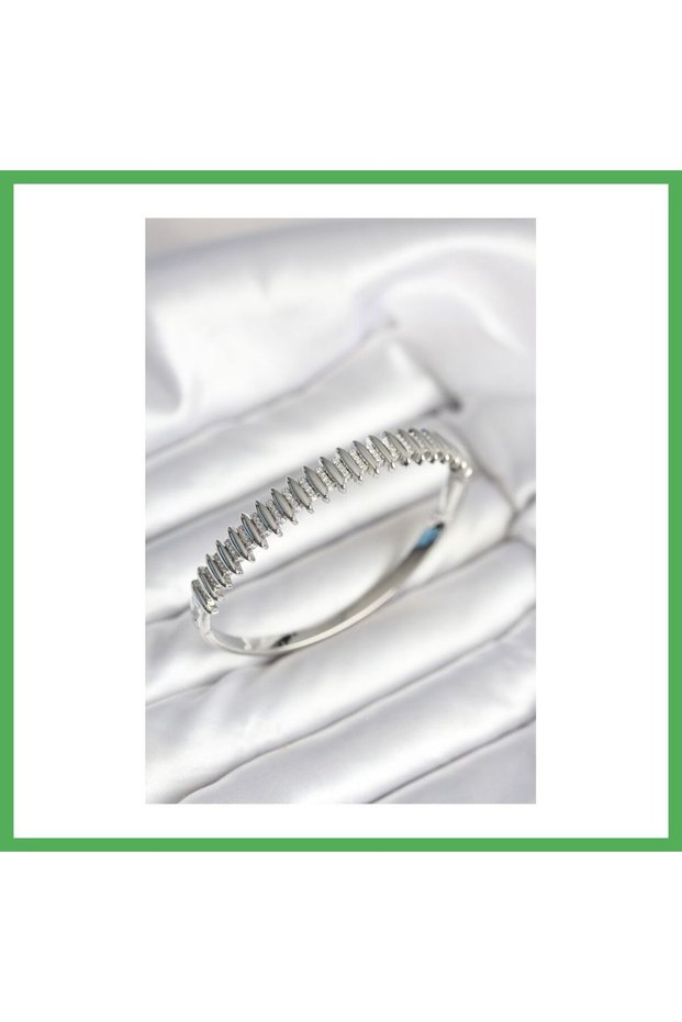 Silver Color Zircon Stone Brass Women's Handcuffs Bezoss
