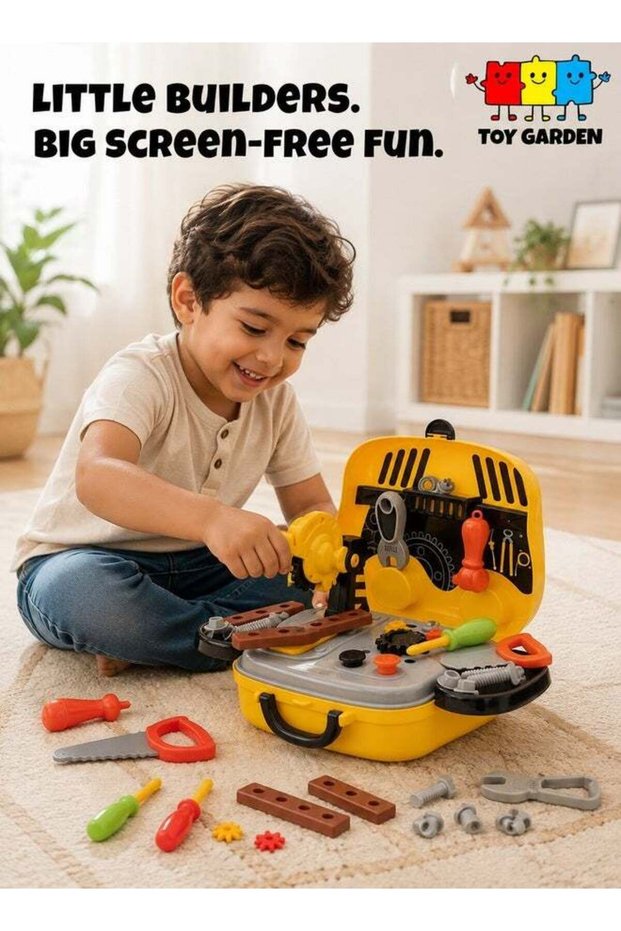 2-in-1 Portable Tool Truck Workshop for Kids | Transforming Carrying Case Tool Set