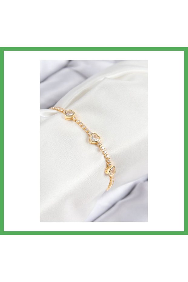 Brass Zircon Stone Row Model Gold Color Women's Bracelet Bezoss
