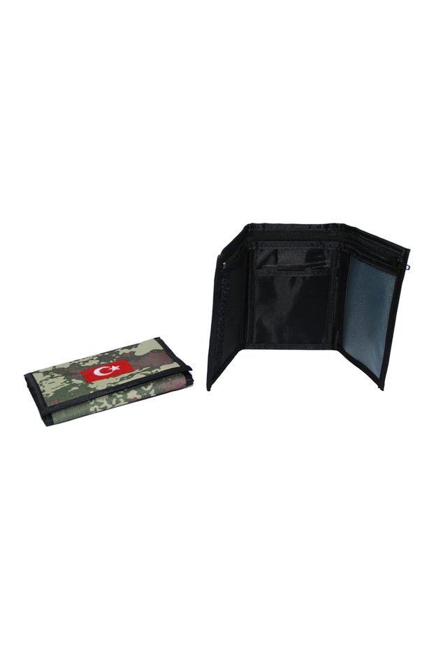 Turkish Flag Map Patterned Camouflage Soldier Wallet with Velcro Fastener, Pack of 12