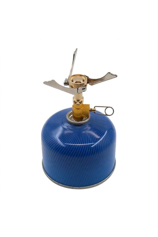 Portable Camping Gas Stove with Foldable Pot Supports and Compact Protective Storage Cap