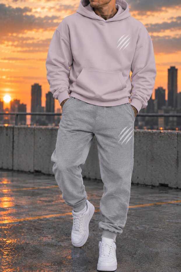 2-Piece Hooded Tracksuit Set (Gray Tracksuit-Sweat)