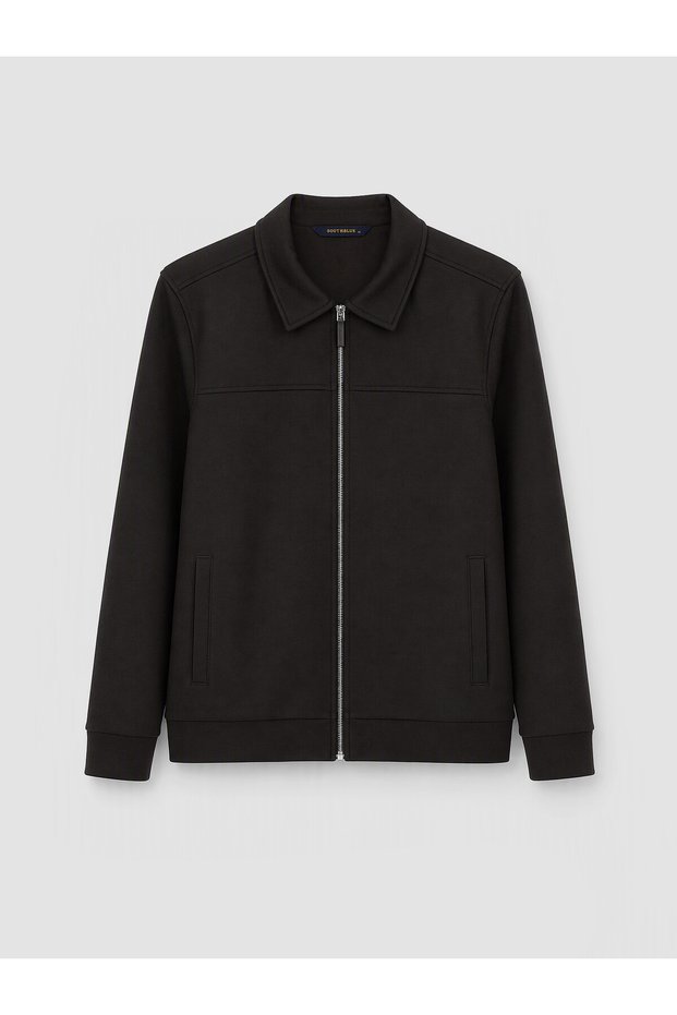 Ozmarka New Season Brown Polo Collar Men's Zippered Sweatshirt