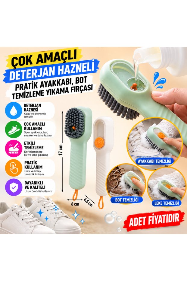 Practical Shoe and Boot Cleaning Washing Brush with Multi-Purpose Detergent Container (Price Is for One Piece)