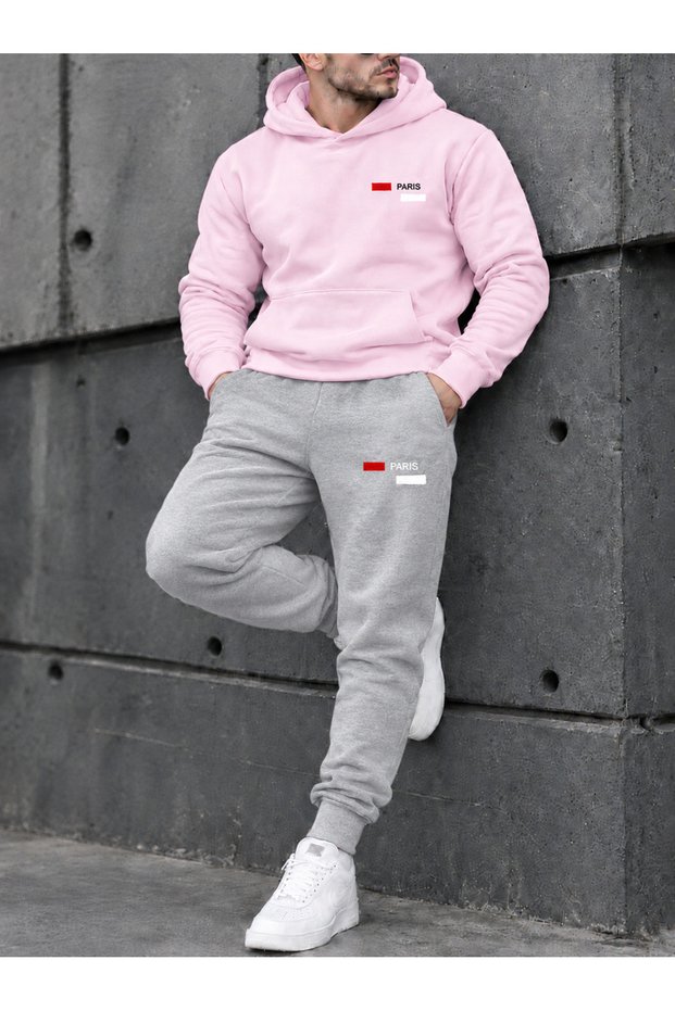 2-Piece Paris Printed Tracksuit Set (Gray Tracksuit-Sweat)