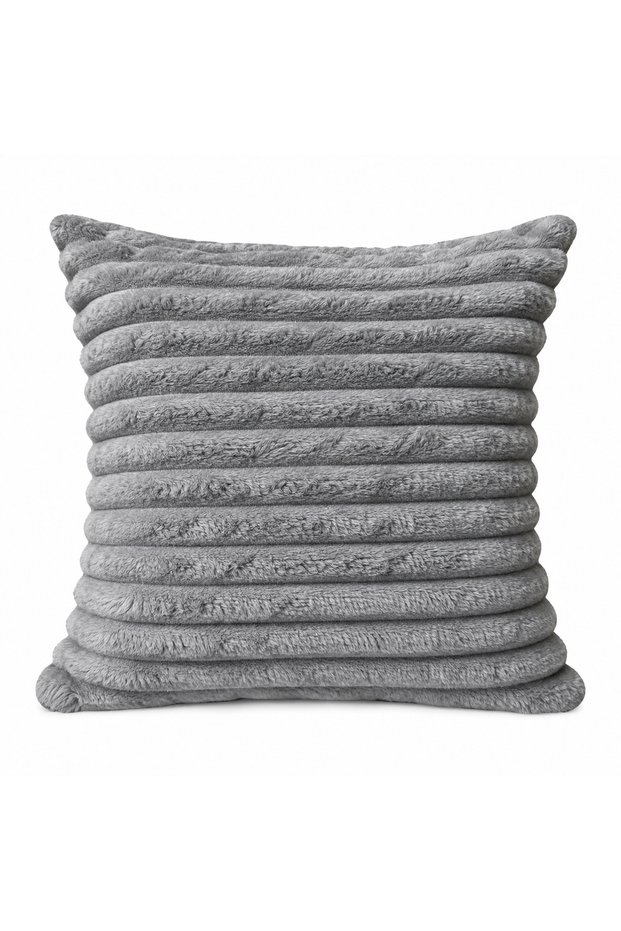 Ribbed Plush Cushion Cover _Double-Sided Soft Pillow with Hidden Zipper _Soft Ribbed Cushion 40X40 Off-White