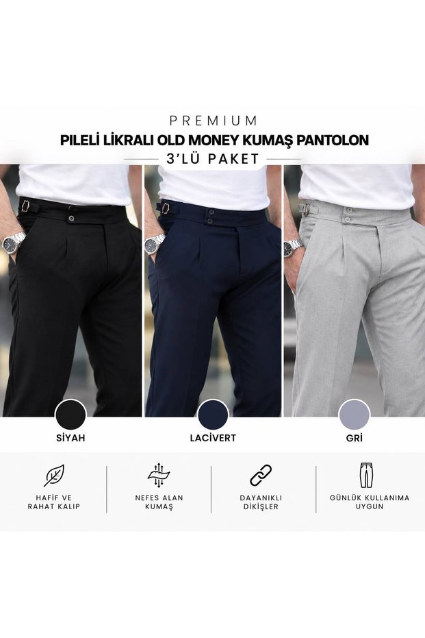 Old Money Pleated Stretch Fabric Trousers