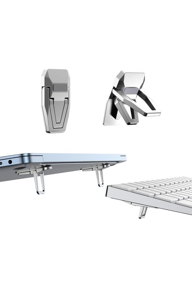 2PCS Zinc Alloy Mini Foldable Laptop Stand, Portable Computer Keyboard Riser with 2 Adjustable Angle