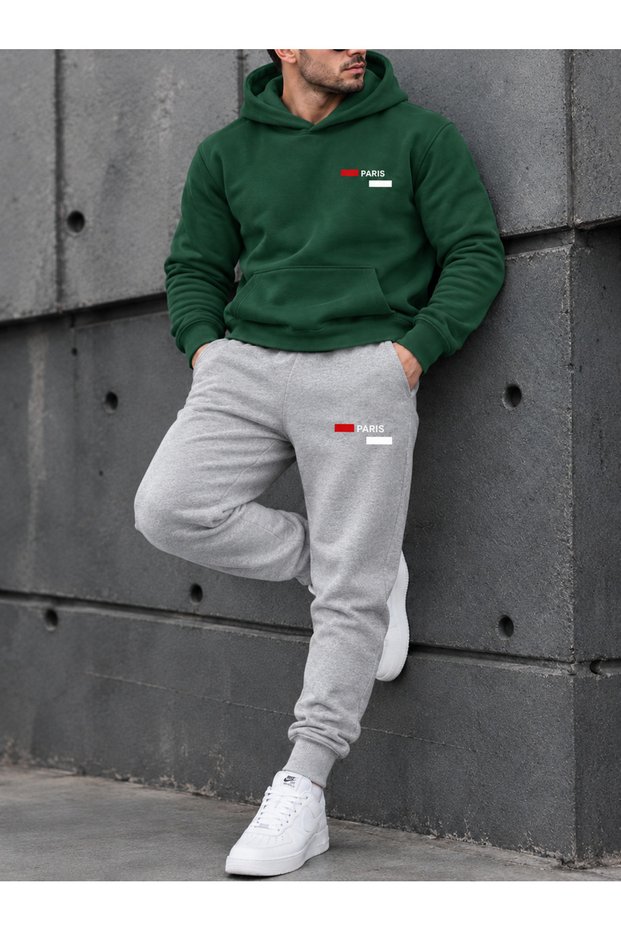 2-Piece Paris Printed Tracksuit Set (Gray Tracksuit-Sweat)