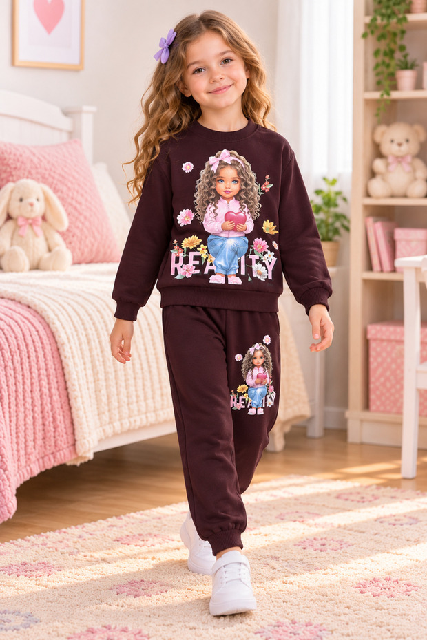 Girl's printed tracksuit set