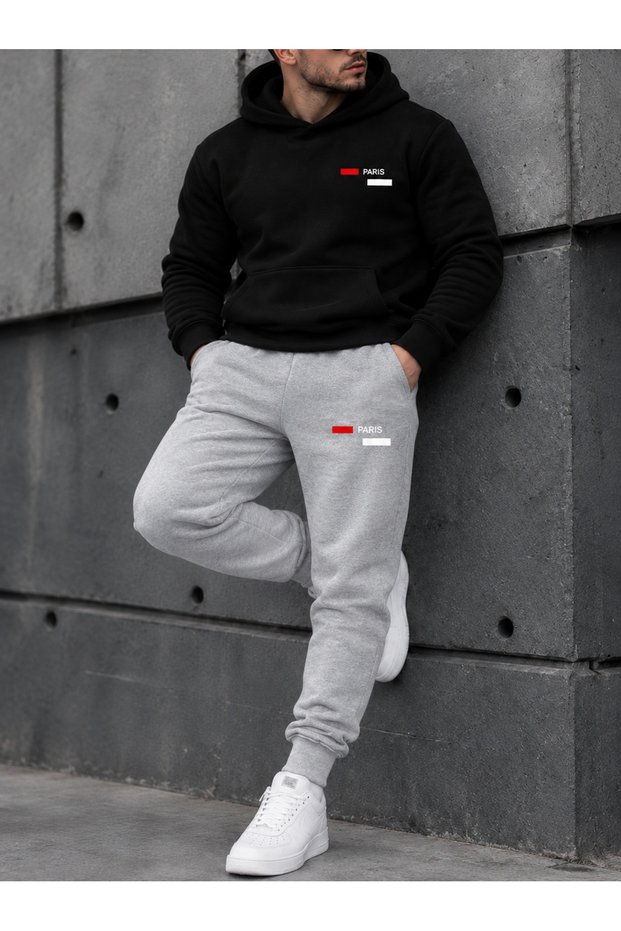 2-Piece Paris Printed Tracksuit Set (Gray Tracksuit-Sweat)