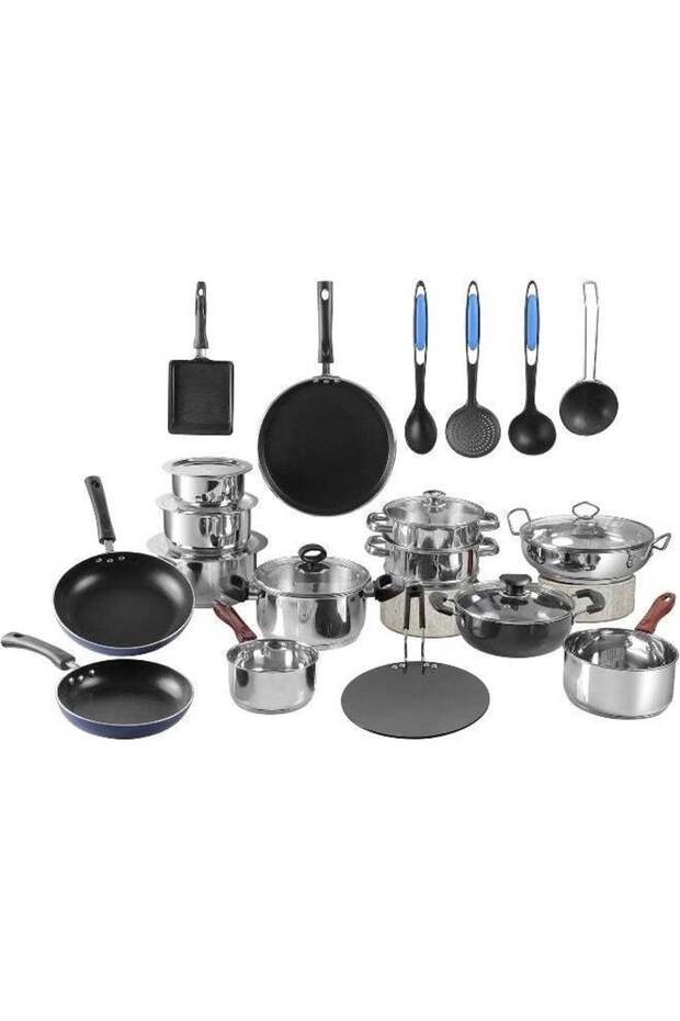 Vinod Kitchen in The Box Stainless Steel & Non-Stick Cookware Set, 25 Pieces, Induction & Gas