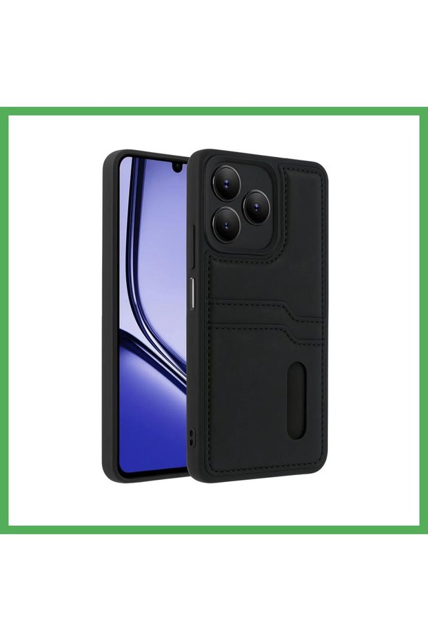 Realme Note 50 4g Compatible Case Sara Leather Case with Business Card Holder - Black Bezoss