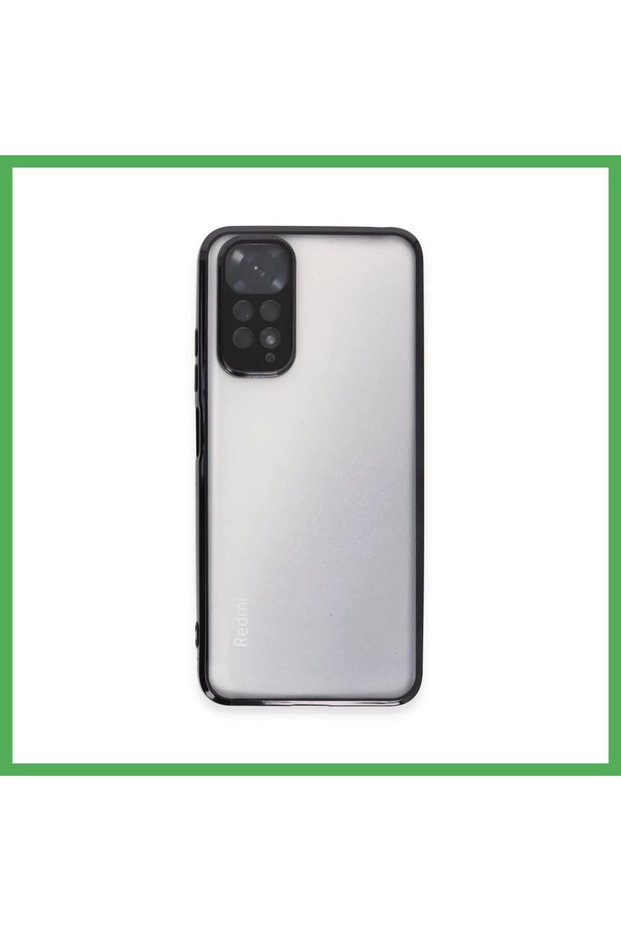 حافظة متوافقة مع هاتف Redmi Note 11 مصنوعة من السيليكون مع عدسة - أسود BEZOSS
