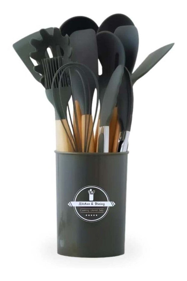 Silkja Kitchen Utensils Set – 12-Piece Silicone Cooking Utensils Set with Holder – Heat-Resistant