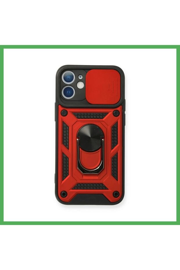 iPhone 11 Compatible Case with Lens Ring Silicone - Red Bezoss