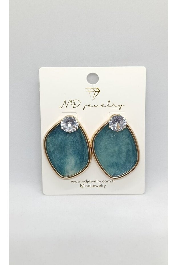 Serena Drop Shaped Stone Earrings (Turquoise Blue)