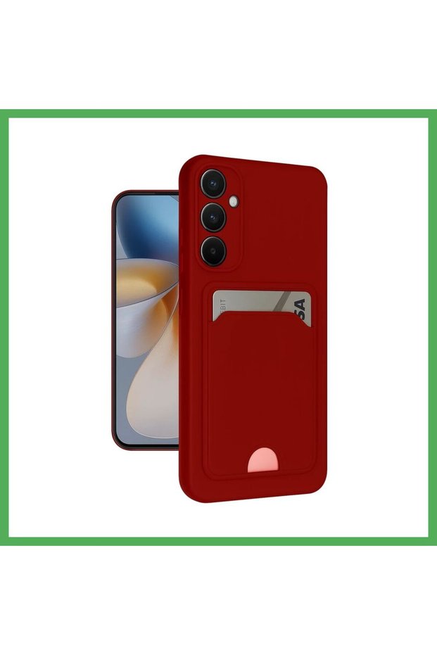 Samsung Galaxy S24 Fe Compatible Case Kelvin Silicone with Business Card Holder - Red Bezoss