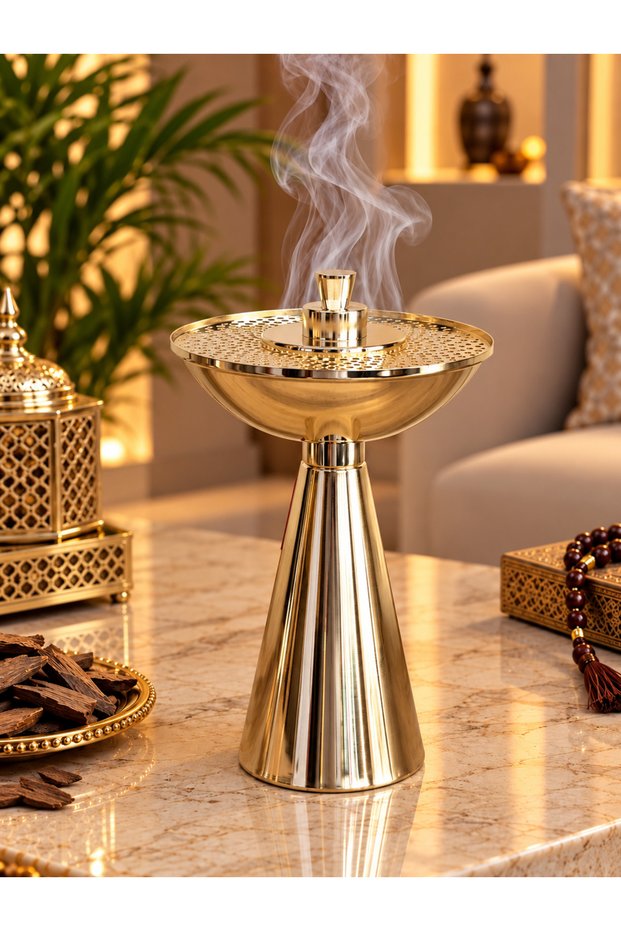 مبخرة استيل فضي لماع ارتفاع 27 سم