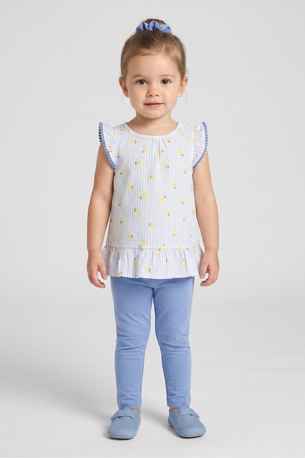 Toddlers Girl 3 Pcs Stripe Top And Leggings With Scrunchie Set, Multicolor