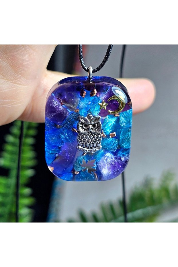 Owl Orgonite Necklace - Amethyst - Apatite - (Handmade Design Products)