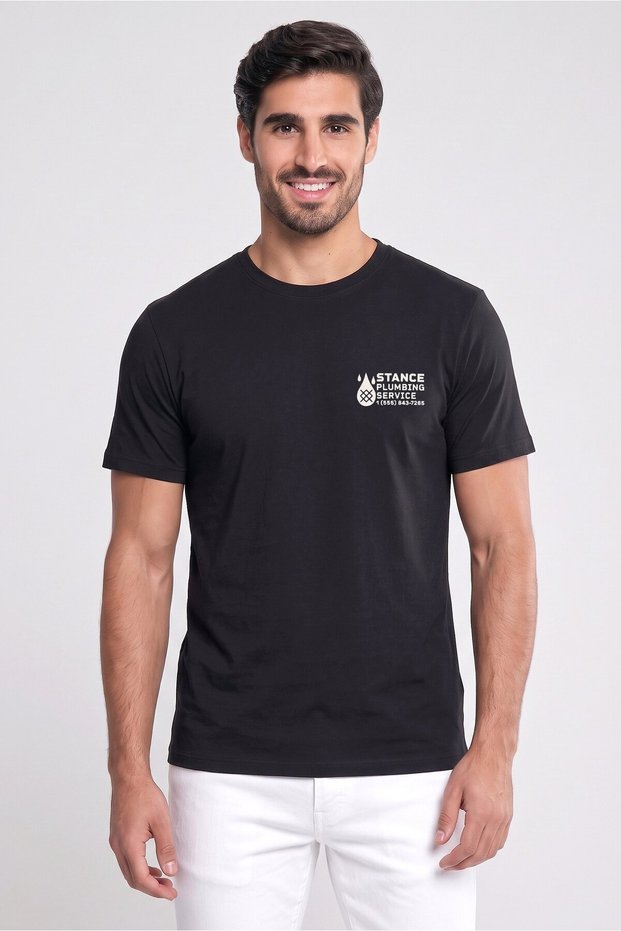 Men Crew Neck Short Sleeve Brand Logo T-Shirt, Black