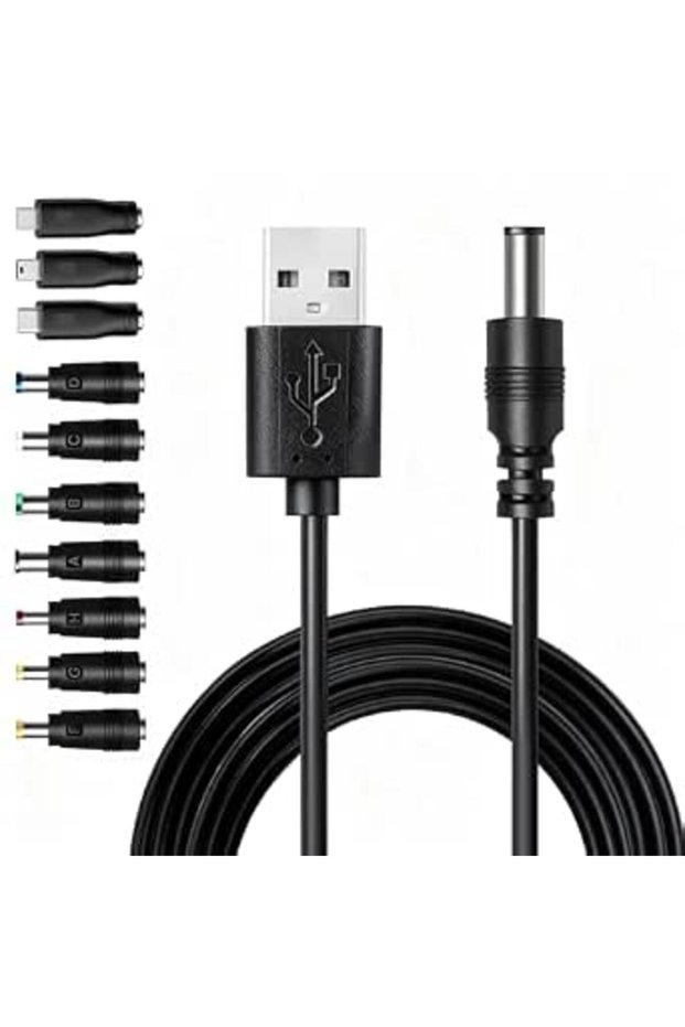 كابل شحن بديل من USB إلى DC 5.5x2.1 ملم بطول 1 متر، 11 في 1